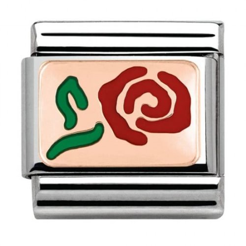COMPOSABLE Classic PLATES in stainless steel with 9K rose gold and enamel (Red Rose) 430201/10