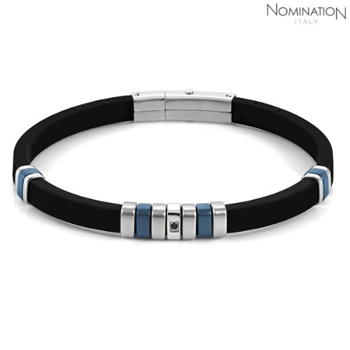 팔찌 City(시티) bracelet in steel silicon and BLACK CZ (Blue) 028805/016