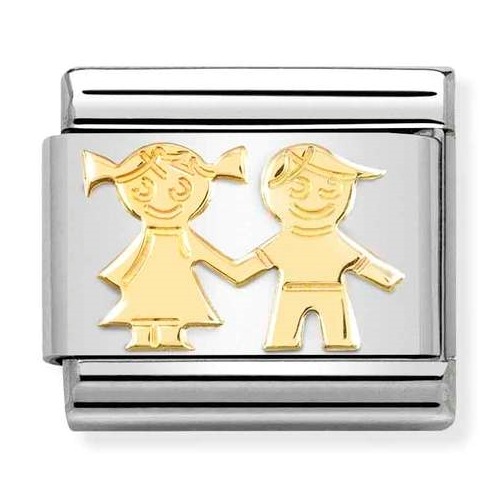 COMPOSABLE Classic MADAME MONSIEUR link with symbols in 18K gold (Brother &amp; Sister) 030162/69
