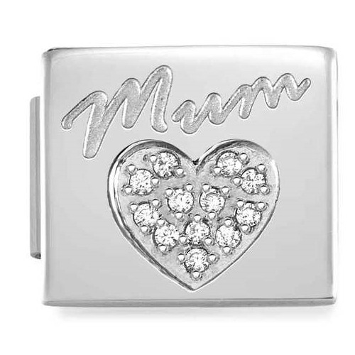 COMPOSABLE GLAM SYMBOLS in steel and CZ (RICH) (MUM HEART) 230312/02