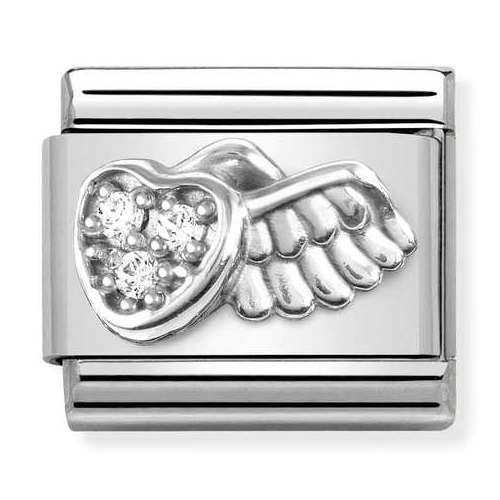 COMPOSABLE Classic SYMBOLS steel cubic zirconia and silver 925 (Winged Heart with CZ) 330304/42