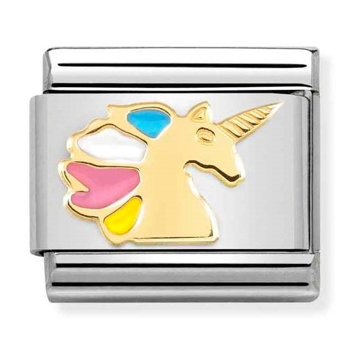 COMPOSABLE Classic FANTASIA in stainless steel with 18k gold and enamel (Multicolour Unicorn) 030272/68