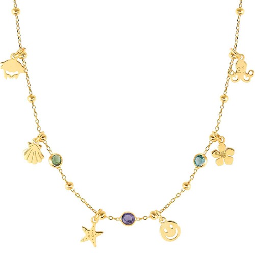 목걸이 MELODIE HAPPY (멜로디에해피) Necklace 925 silver and cz (Yellow Gold Mixed Marina) 147721/082