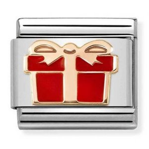 COMPOSABLE Classic SYMBOLS in stainless steel with 9K rose gold and enamel (RED gift box) 430202/07