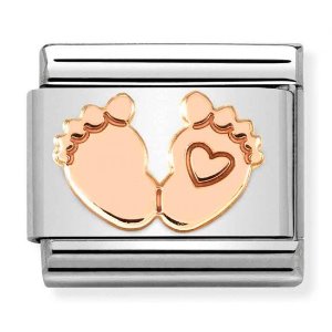 COMPOSABLE Classic SYMBOLS stainless steel and gold 9k (Feet with heart) 430104/32