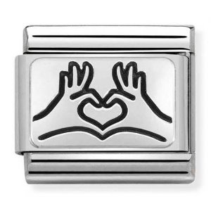 COMPOSABLE Classic PLATES OXIDIZED steel and silver 925 (Hands to heart) 330109/58