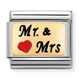 COMPOSABLE Classic PLATES steel enamel and 18k gold (Mr and Mrs with HEART) 030284/53