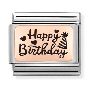 COMPOSABLE Classic PLATES steel and 9k rose gold (Happy Birthday) 430111/11