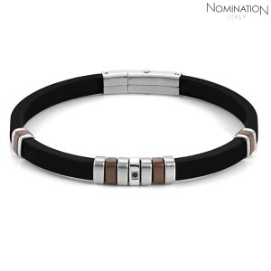 팔찌 City(시티) bracelet in steel silicon and BLACK CZ (Chocolate) 028805/028