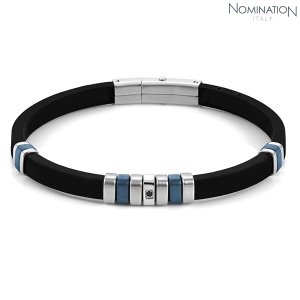 팔찌 City(시티) bracelet in steel silicon and BLACK CZ (Blue) 028805/016