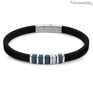 팔찌 City(시티) bracelet in steel silicon and WHITE CZ (Blue) 028804/016