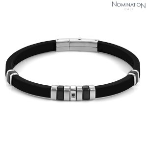 팔찌 City(시티) bracelet in steel silicon and BLACK CZ (Black) 028805/015