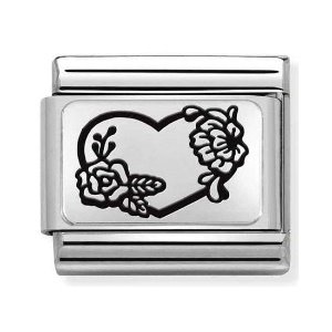 COMPOSABLE Classic PLATES steel and silver 925 (HEART WITH ROSE) 330111/28