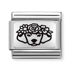 COMPOSABLE Classic PLATES steel and silver 925 (DOG WITH FLOWERS) 330111/24