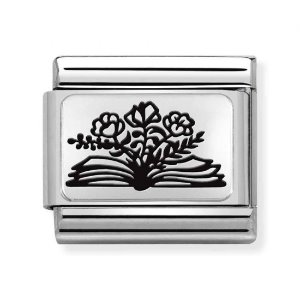 COMPOSABLE Classic PLATES steel and silver 925 (BOOK WITH FLOWERS) 330111/27