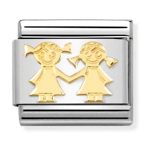 COMPOSABLE Classic MADAME MONSIEUR link with symbols in 18K gold (Sisters) 030162/67