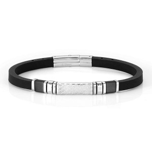 팔찌 City(시티) bracelet in steel, rubber with PVD finish (Steel) 028807/001