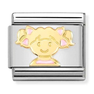 COMPOSABLE Classic FANTASIA in stainless steel with 18k gold and enamel (Pink Girl) 030272/66