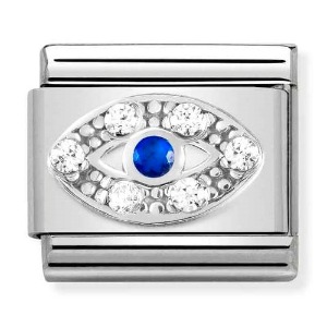 COMPOSABLE Classic SYMBOLS steel cubic zirconia and silver 925 (Eye with White and Blue CZ) 330304/43