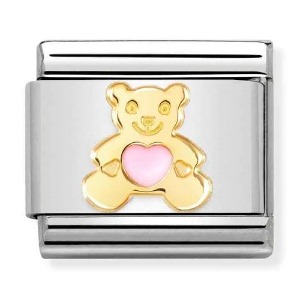 COMPOSABLE Classic FANTASIA in stainless steel with 18k gold and enamel (Pink Bear) 030272/64