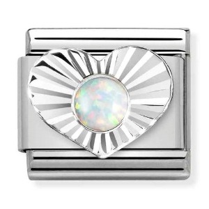 COMPOSABLE Classic STONES steel DIAMOND HEART 925 silver (White Opal) 330508/07
