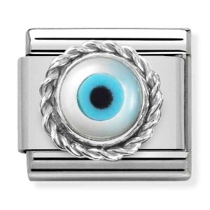 COMPOSABLE Classic Stones steel ROUND RICH SETTING in 925 silver (Greek Eye) 330506/18