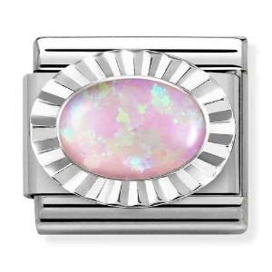COMPOSABLE Classic STONES steel DIAMOND OVAL 925 silver (Pink Opal) 330507/38