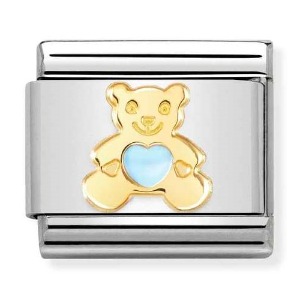 COMPOSABLE Classic FANTASIA in stainless steel with 18k gold and enamel (Light Blue Bear) 030272/65