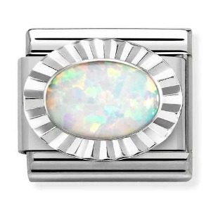 COMPOSABLE Classic STONES steel DIAMOND OVAL 925 silver (White Opal) 330507/07