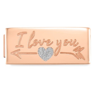 COMPOSABLE DOUBLE GLAM symbols in steel and enamel finish rose gold (I LOVE YOU) 230702/03