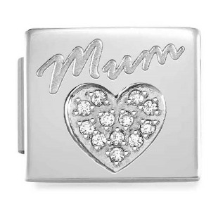 COMPOSABLE GLAM SYMBOLS in steel and CZ (RICH) (MUM HEART) 230312/02