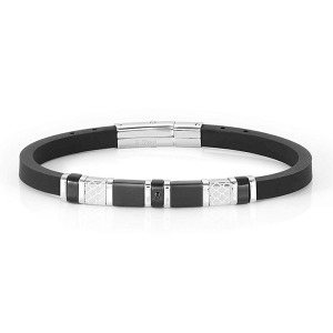 팔찌 City(시티) bracelet in steel, rubber and 1 cz with PVD finish (Steel) 028810/001