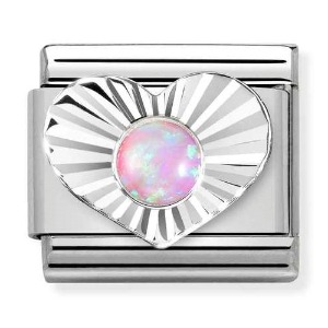COMPOSABLE Classic STONES steel DIAMOND HEART 925 silver (Pink Opal) 330508/38