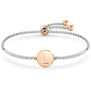 팔찌 MILLELUCI(밀레루치) bracelet in steel and cubic zirconia LETTERS (L) 028007/012