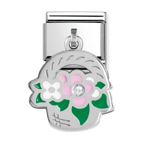 COMPOSABLE Classic CHARMS in stainless steel, Enamel and sterling silver with CZ (BASKET FLOWER) 031712/08