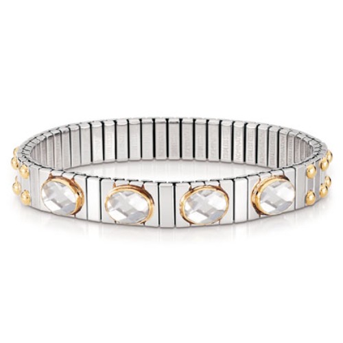 팔찌 EXTENSION(익스텐션) bracelet (M) in stainless steel with 18k gold and faceted cubic zirconia (WHITE) 042521/010