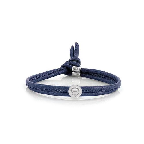 BON BON(마이본본) bracelet in leather and st. steel (Blue) + Heart White