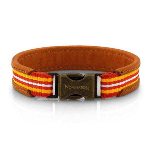 팔찌 CRUISE(크루즈) bracelet in leather with cotton and metal details (M) brown Orange, Yellow, Orange, White  131200/003