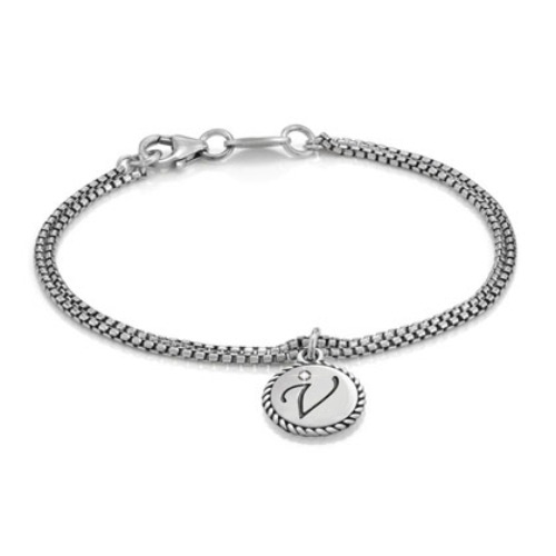 팔찌 LETTERS(레터) bracelet in 925 sterling silver and cubic zirconia (V) 144110/022