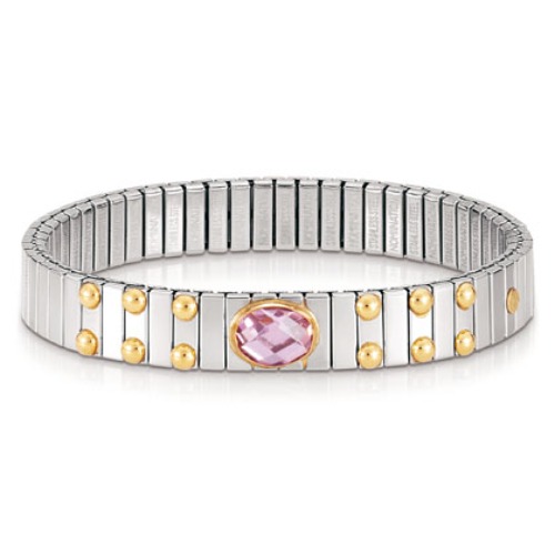 팔찌 EXTENSION(익스텐션) bracelet (M) in stainless steel with 18k gold and faceted cubic zirconia (PINK) 042520/003