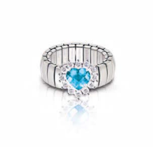 반지 ROYAL(로얄) Ring in stainless steel 925 silver and FACETED cubic zirconia (HEART) (LIGHT BLUE) 140982/006