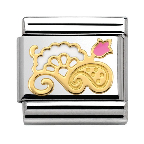COMPOSABLE Classic LACE stainless steel enamel and 18k gold (White/Pink Bouquet) 030281/24