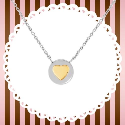 목걸이 MYBONBONS (마이본본) necklace in stainless steel and 18k gold symbols (Heart) 065011/001