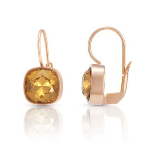 귀걸이 CHIC(시크) earrings (drop) in stainless steel with Crystal rose gold plated (SMOKEY) 043039/012