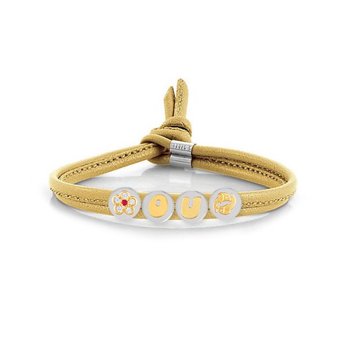 BON BON(마이본본) bracelet in leather and st. steel (Gold)+  FLOWER + LETTERS + ZODIAC