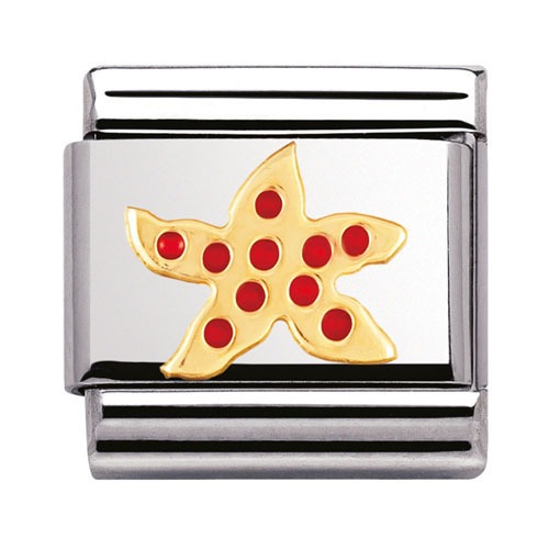COMPOSABLE Classic WATER ANIMALS in stainless steel with enamel and 18k gold (Red Starfish) 030213/05