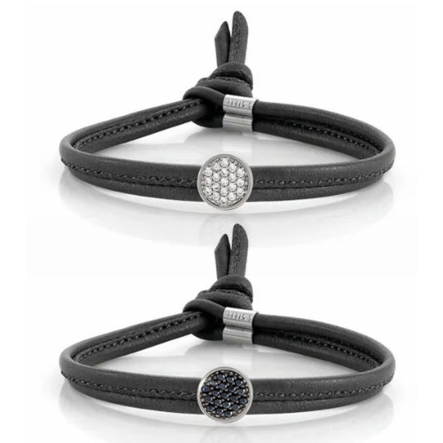 BON BON(마이본본) bracelet in leather and st. steel (BLACK) +  PLATE
