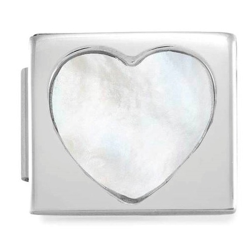 COMPOSABLE GLAM SYMBOLS in steel and stones (MOTHER OF PEARL HEART) 230501/01