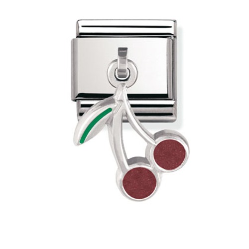 COMPOSABLE Classic CHARMS in stainless steel and sterling silver with enamel (CHERRIES) 031700/10