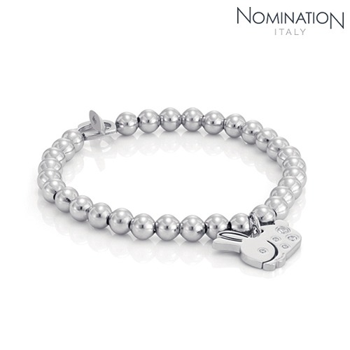 팔찌 ADORABLE(어도러블) bracelet (round beads) in stainless steel beads and cubic zirconia (BUNNY) 024411/016